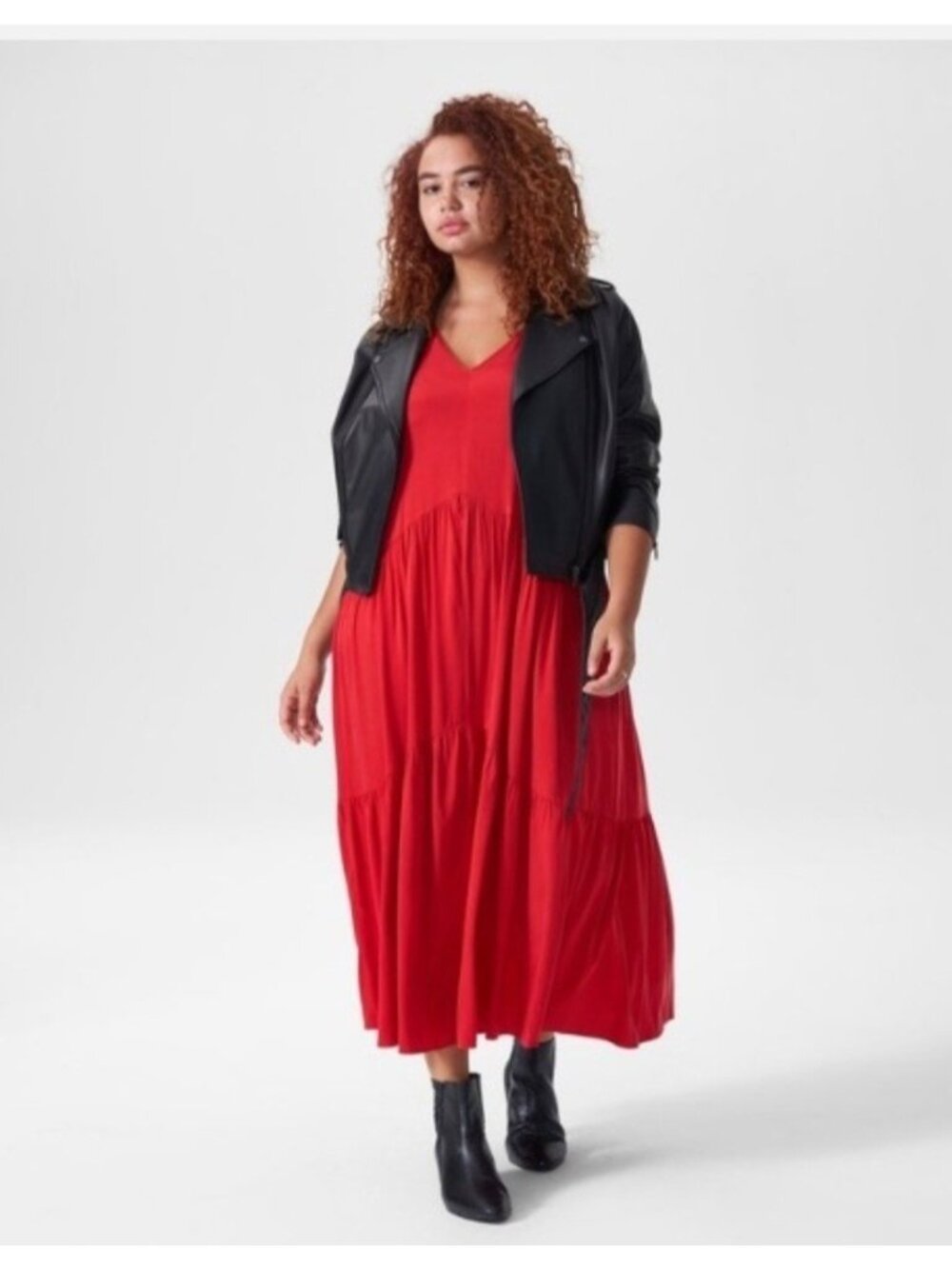 Universal Standard Emily Red Cupro Vegan Silk Long Midi Maxi Sleeveless Dress - Picture 2 of 11